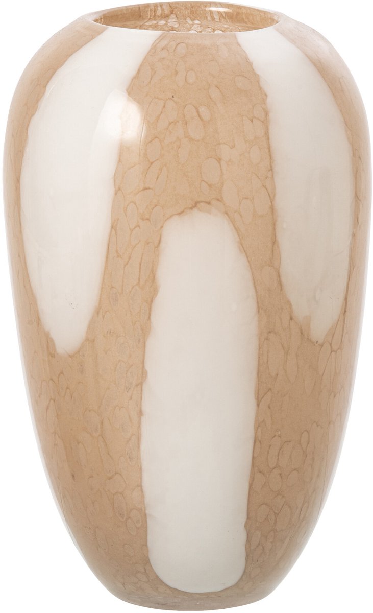 J-Line Vaas met stippen - glas - lichtbeige/wit - large