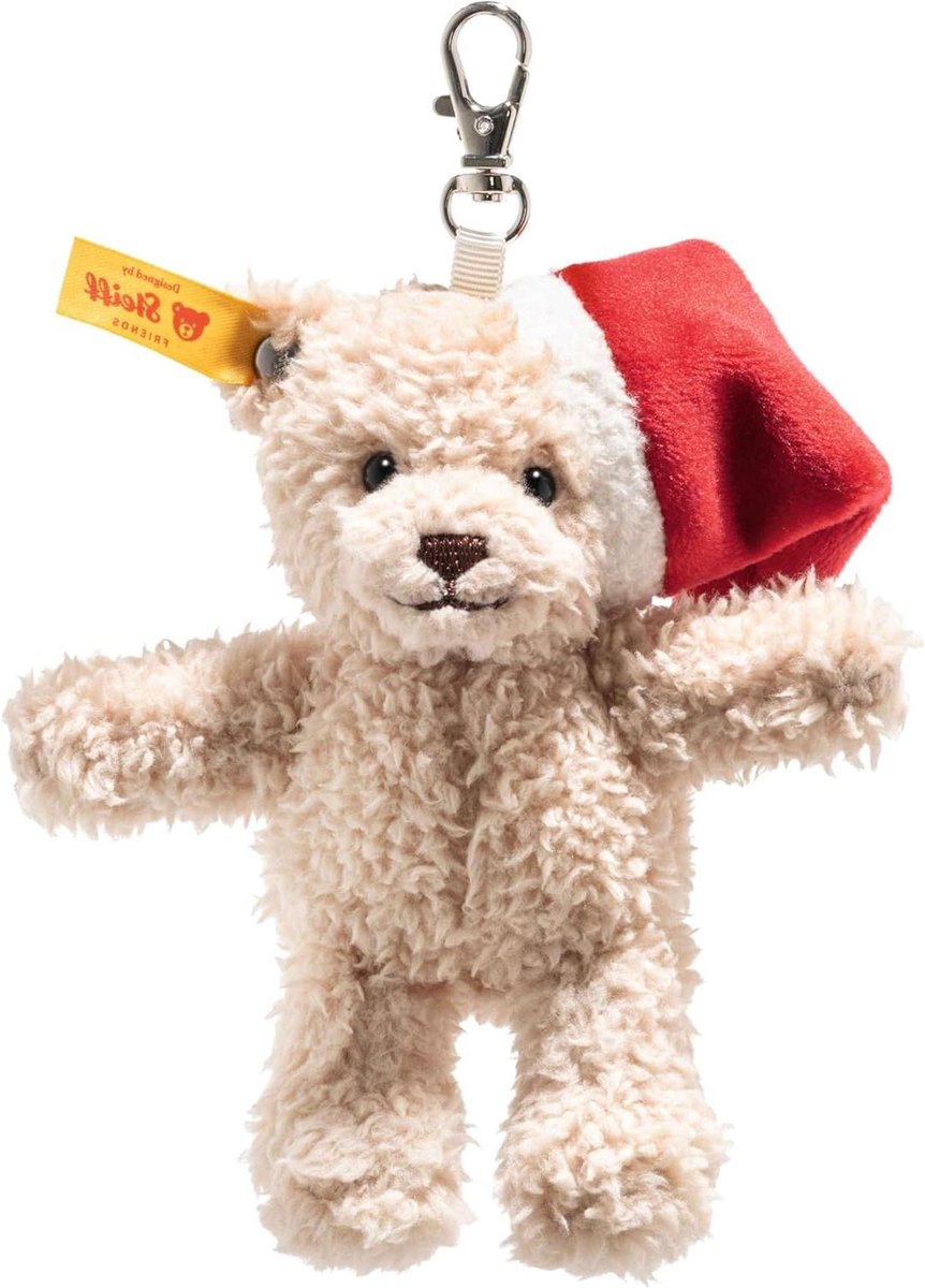 Knuffel hanger teddybeer - Zacht speelgoed - Kerst decoratie - Handgemaakt design - 12 cm - Beige
