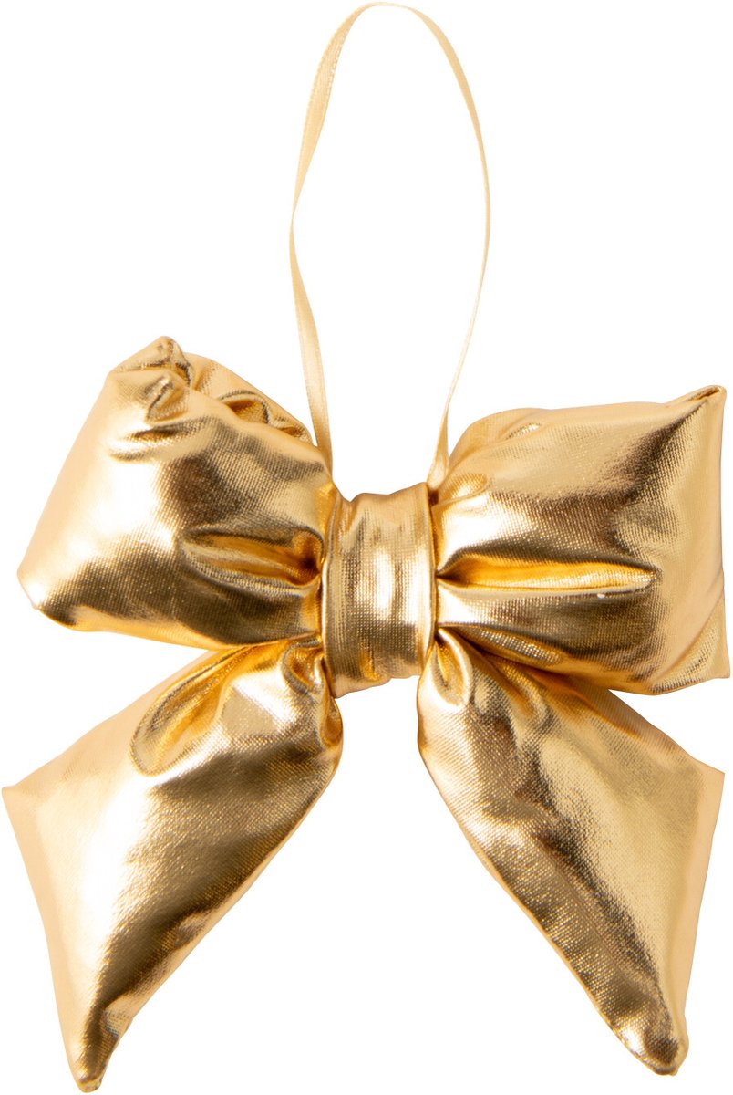 J-Line Hangende glanzende strik - stof - goud - extra small - set van 6
