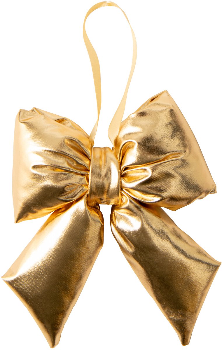 J-Line Hangende glanzende strik - stof - goud - small - set van 6