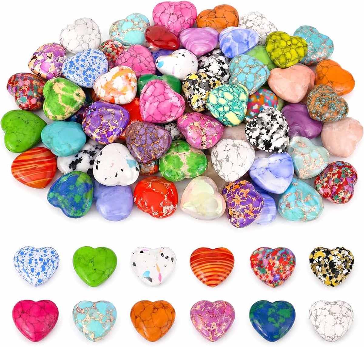 50 stuks geluksbrengers, hartstenen, Valentijnsdag, decoratie, gastgeschenken, bruiloft, hartstenen, geluksstenen, moedstenen voor meditatie, chakra, reiki, energiebalans