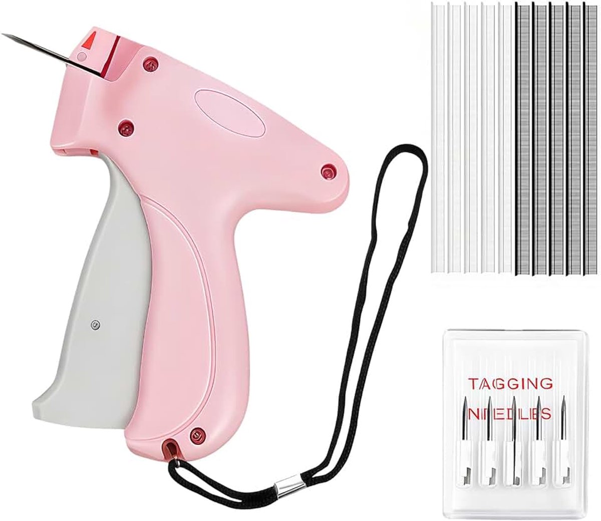 Mini-naaipistool voor kleding, handheld naaipistool, snel fixeerapparaat, kledingreparatie, etiketteerpistool met 5 naalden, 1000 plastic naalden voor kleding, Stitch Gun voor alle soorten stoffen