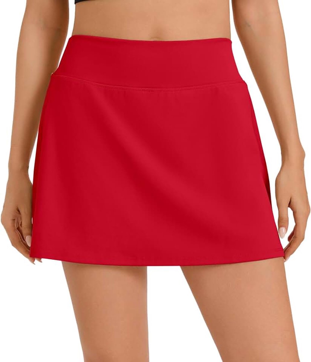 Tennisrok voor dames, met broek, zachte wandelrok, sneldrogend, golfrok met binnenbroek, sportrok, kort, hoge taille