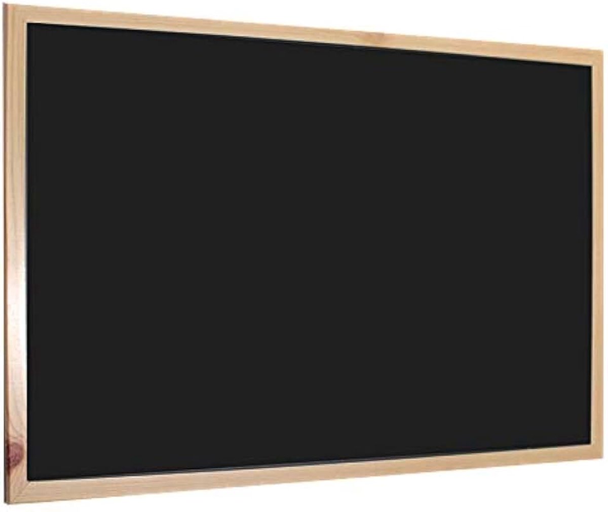Hansel Home Zwart Bord met Houten Frame 60x90cm, Blackboard, Schoolbord Krijtbord Zwart 60x90cm