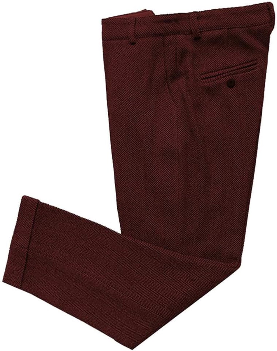 Herringbone Vintage tweed jurk voor heren, regular fit, zakelijk pak, broek