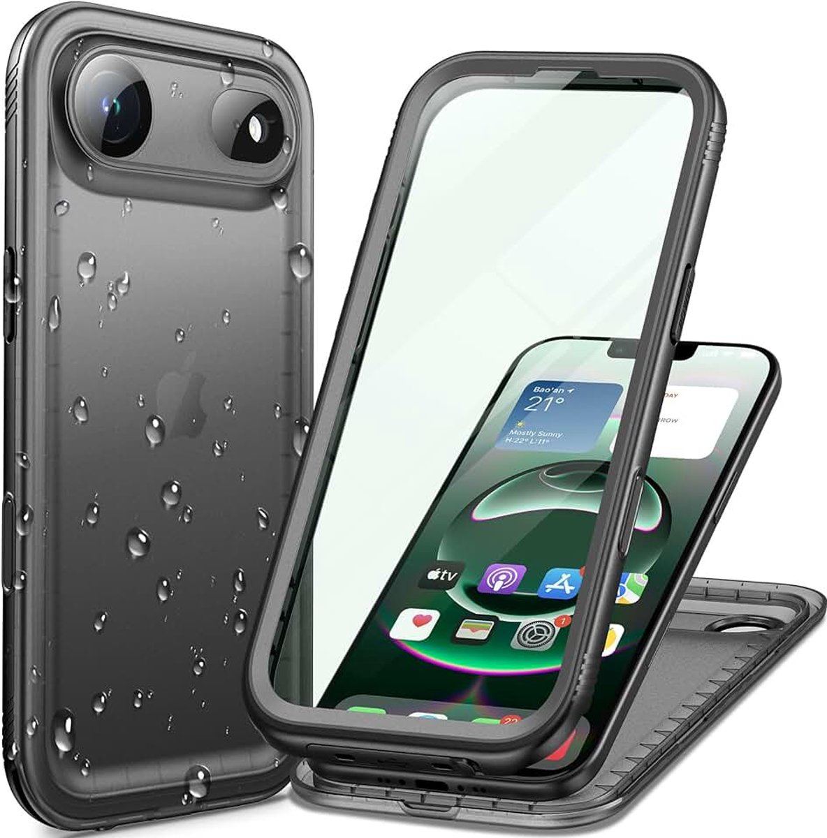 Full Waterproof 360 Military Case for iPhone Air Hoesje | With HD Screen Camera Protector, Heavy Duty Waterdichte Shockproof Back Cover, Double Rugged Proof Armor Tough Telefoonhoesje
