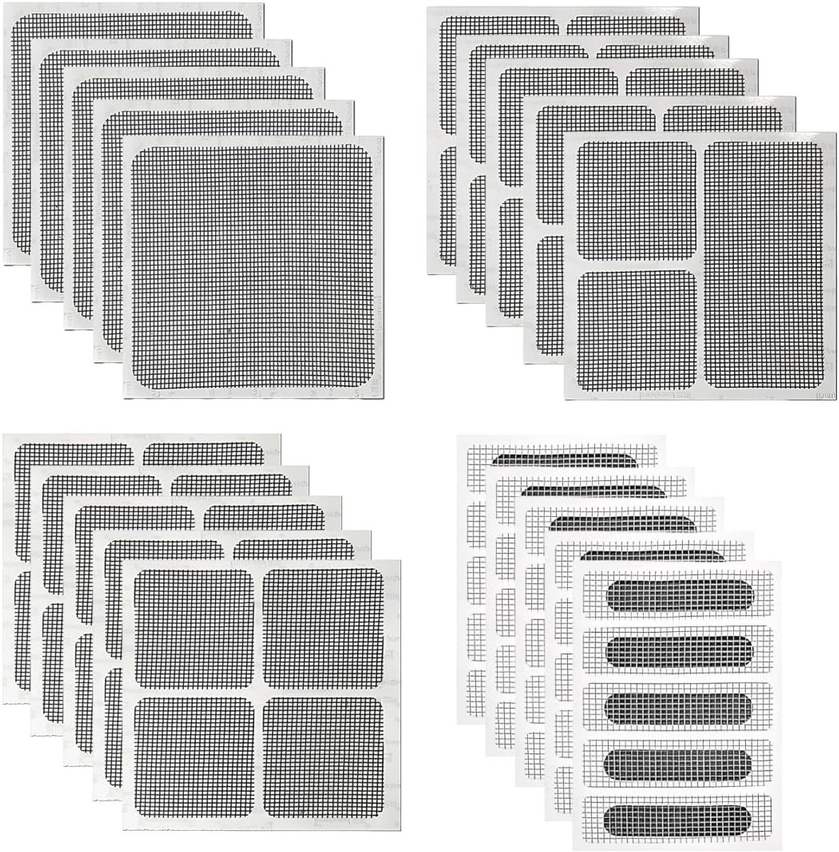 Hor Reparatie Tape - Muggennet Reparatie Tape - Raamhor Tape - Horrengaas Tools - Zelfklevend - Repareer Vliegenhor - Horrengaas Pleisters - Raamhorrengaas Reparatieset - 20 Vellen - hor reparatie tape grijs - 10*10CM