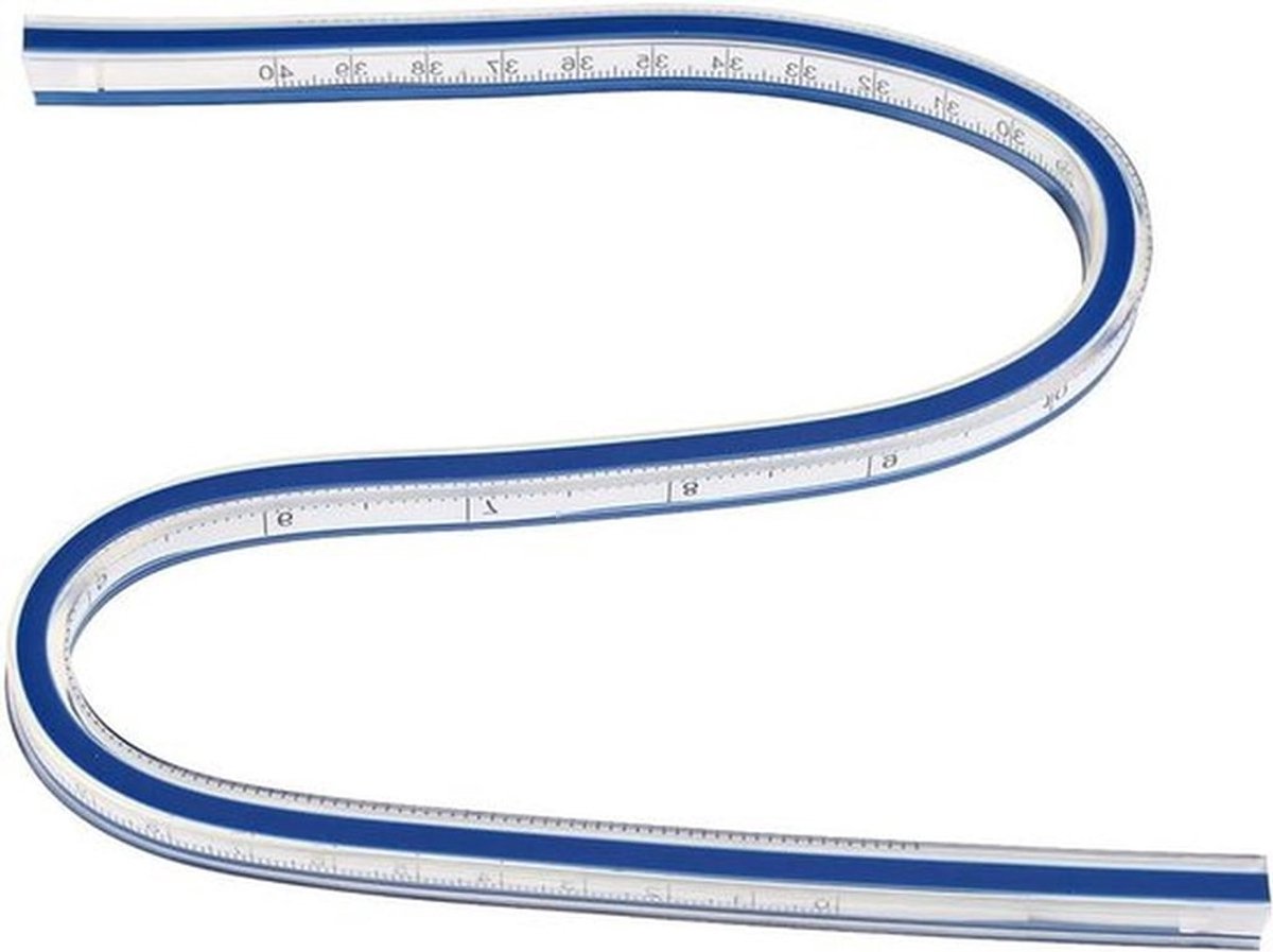 - Flexibele Curve Liniaal - Meetinstrument - Onbreekbaar - 40cm - Dubbelzijdig - CM en Inch - Techniek - Tekenen - Ontwerp - Graphics - Kleding - Plastic Liniaal met Flexibele Curve voor Diverse Doeleinden