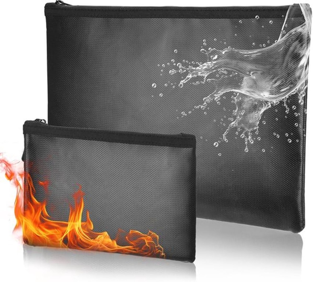 brandwerende documententas set van 2 – waterdichte siliconen glasvezel enveloppen, 2 maten: 34 x 24 cm en 20,5 x 13,5 cm, voor A4-documenten, paspoorten, bankdocumenten en waardevolle spullen