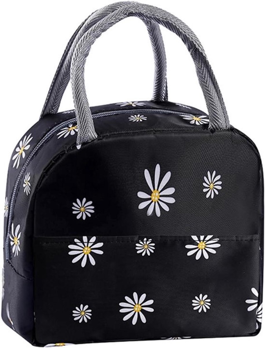 Ouderwetse Geïsoleerde Lunchtas - Herbruikbare Lunchbox - Waterbestendig - Opvouwbare Lunchtas voor Unisex - Reizen Picknick School - Zwart - Dais