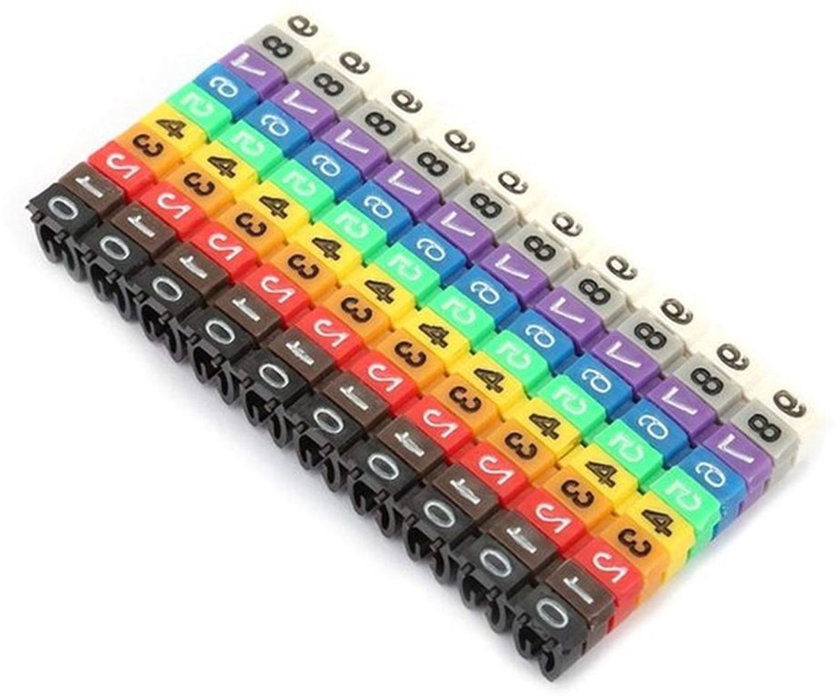 Kabelmarkering - Nummerlabel - Kleurrijk - Buisdraad - Digitaal Nummer - Geschikt voor 2.5 Kabel (100 Stuks 2,5 mm²) - Nummerlabel Kabelmarkering (100 Stuks - 2.5mm 2.5 vierkant).