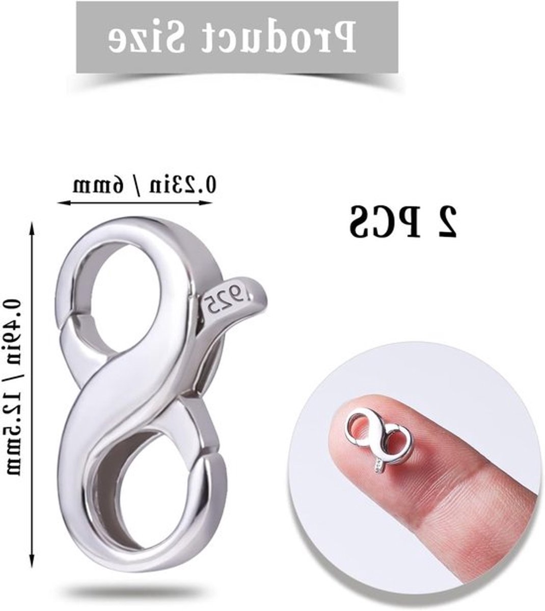 2 Stuks Dubbele Opening Kreeftsluitingen van 925 Sterling Zilver voor Sieraden Maken en Repareren - Ideaal voor Kettingen en Armbanden (12.5x6mm)
