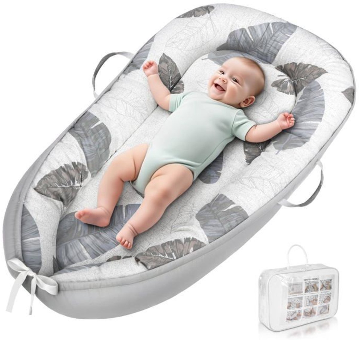 Babybedje-verkleiner – katoen – zachte en comfortabele gewatteerde cocon – multifunctioneel Geschikt voor pasgeborenen