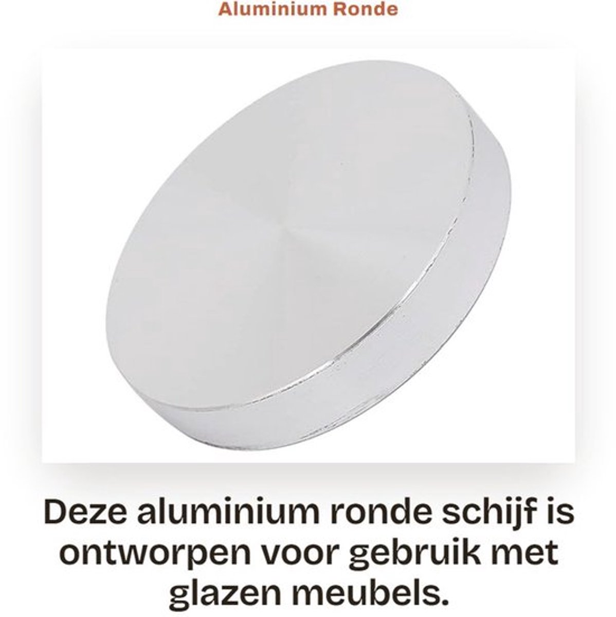 Aluminium Ronde Schijf M10 x 55 mm x 10 mm voor Glazen Meubels