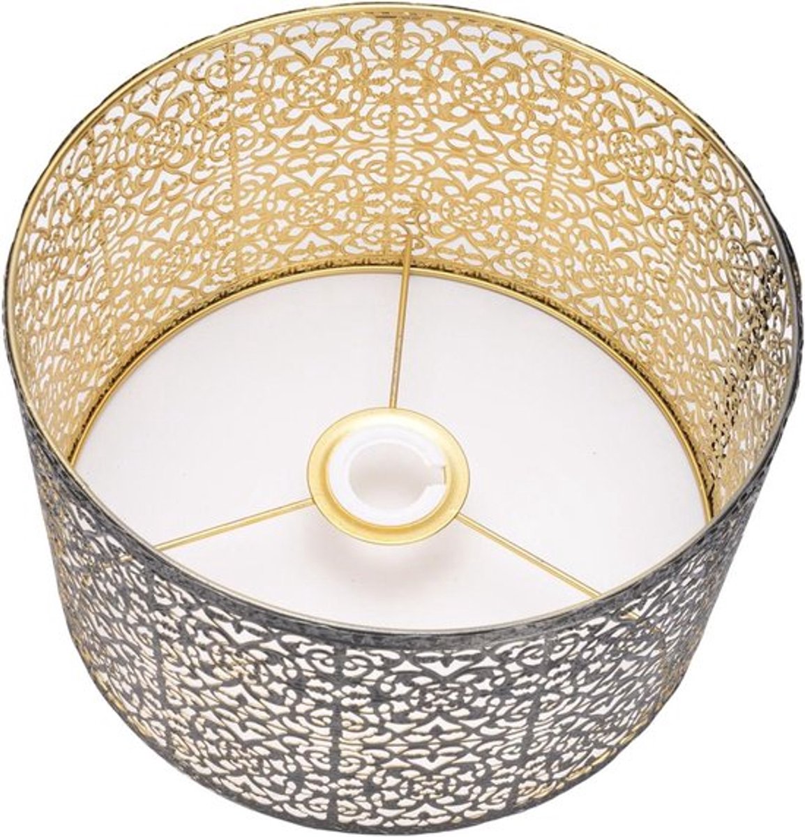 Moderne Metalen Lampenkap in Zwart en Goud voor Tafel, Wand- en Plafondlamp met Holle Vorm en E14 E27 Fitting.