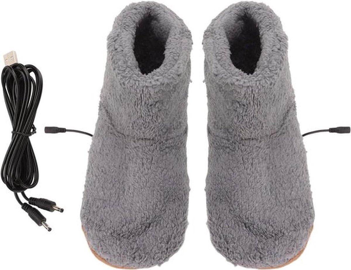Verwarmbare Voetwarmer - Elektrisch - USB Opladen - Zachte Pluche - Warming - Schoenen voor Vrouwen en Mannen - Grijs - Geschikt voor Koude Voeten