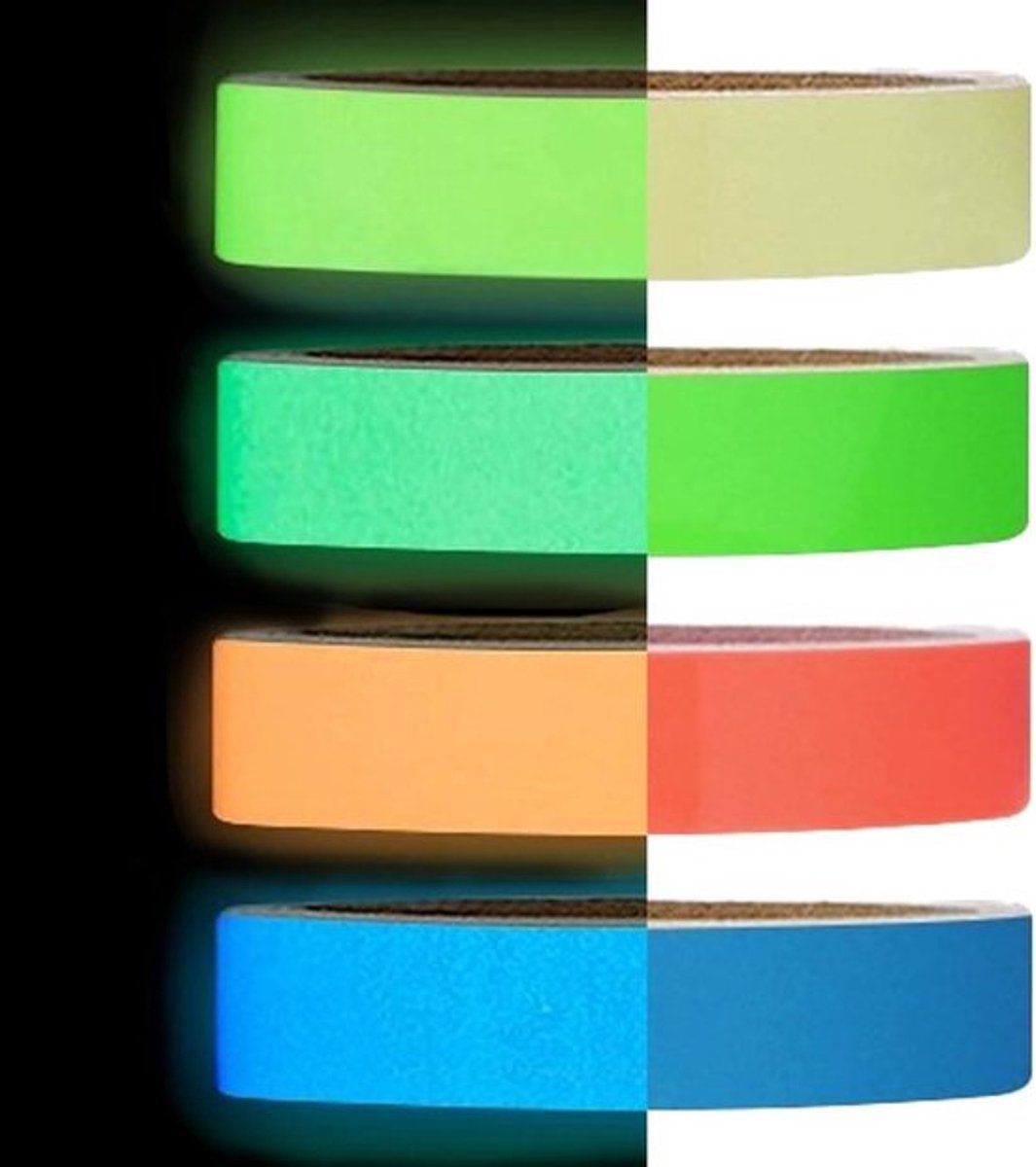 Waterdichte Lichtgevende Tape - Fluorescerend - Lichtgevend in het donker - Voor Trappen en Muren - 4 stuks x 1 cm, Geschikt voor diverse oppervlakken, Groen.
