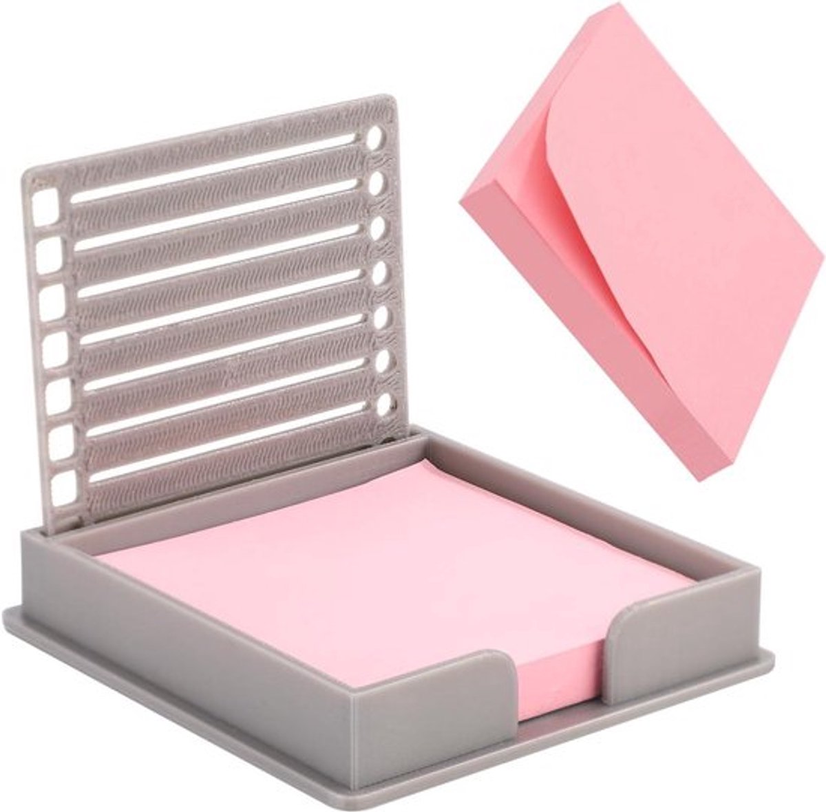 Post-it-sjabloon - Post-it-blokhouder - Acryl Notitieblokhouder - Post-it-dispenser - Bureauruimte - Kantoorwerk - Geschikt voor notities - Grijs - 8,7 x 8,7 x 1,7 cm