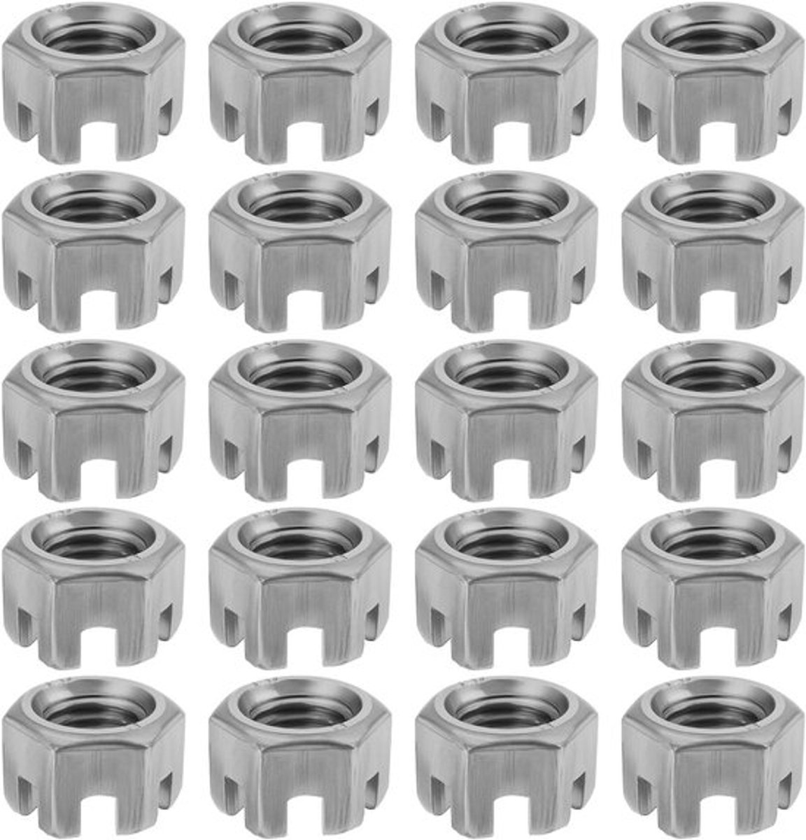 - Zeshoek noten - M12x1.25mm - Grade 4.8 - Koolstofstaal - Mechanische industrie - Garage - Meubels - Bevestigingsmiddelen - Slotted moer - Hex Kasteel Slotted Moer voor compatibel gebruik - Metaalbewerking 20 stuks voor verbindingen.