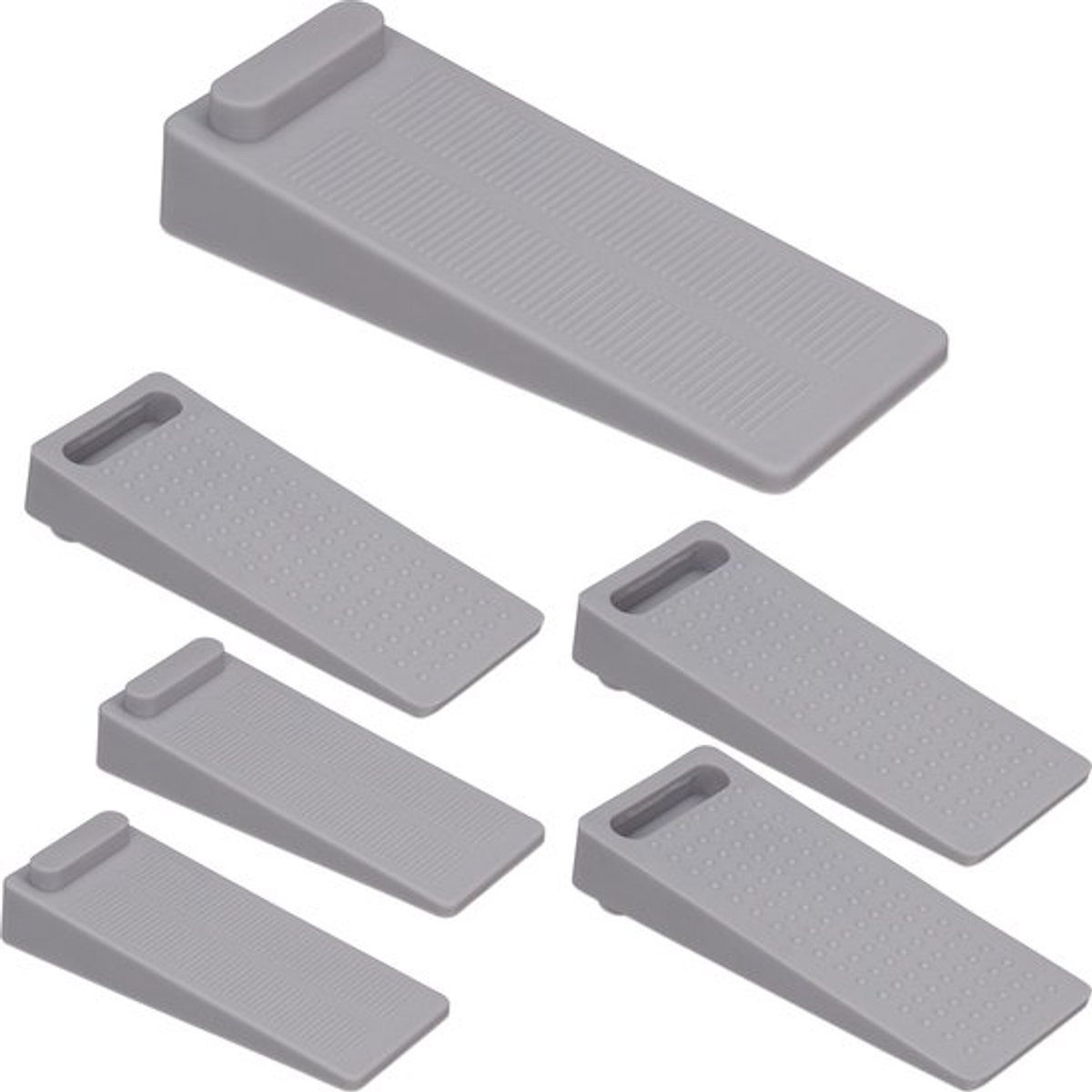 deurwig set van 6 - verstelbaar - slipvast - kunststof - 2 x 4 x 9,5 cm - universeel - grijs