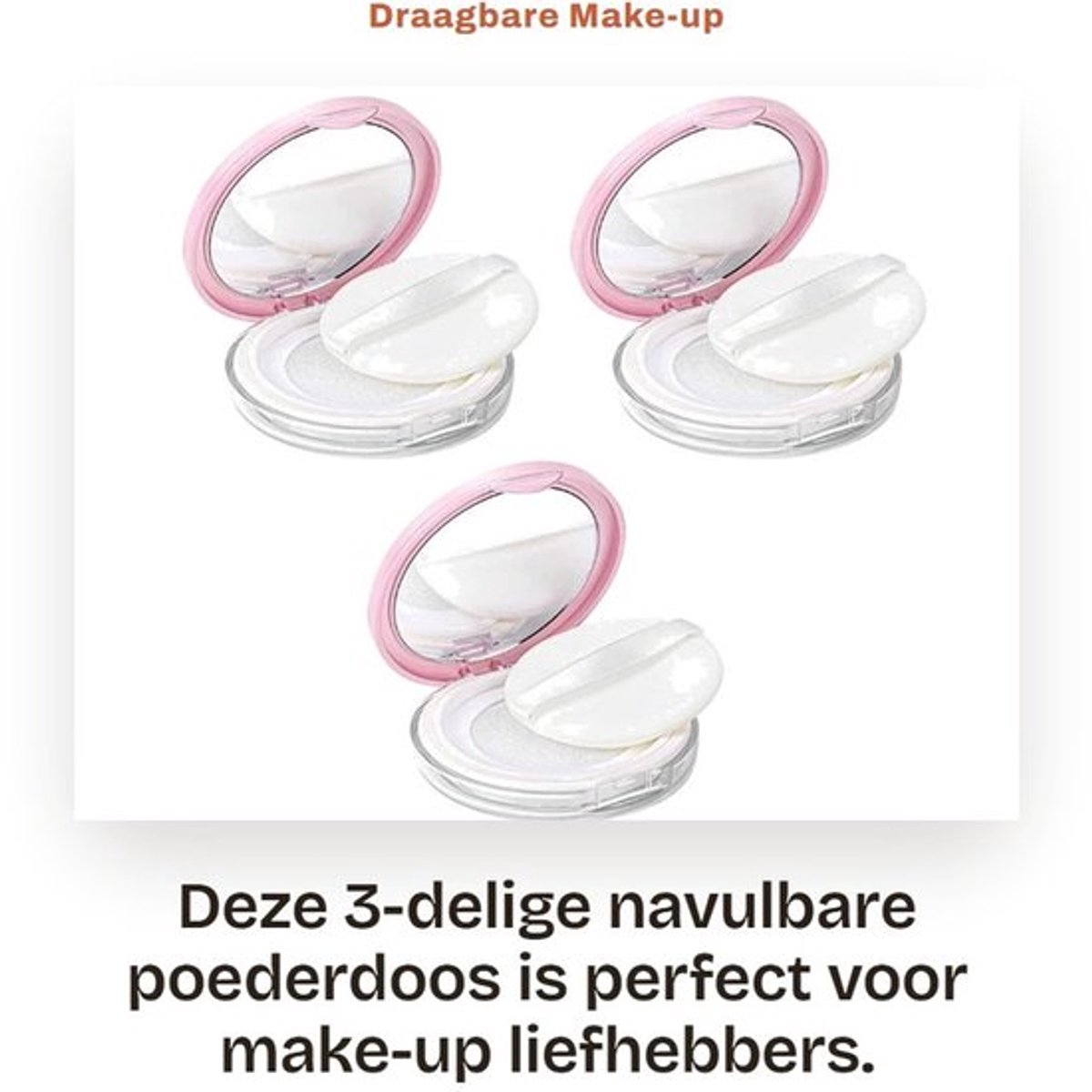 Make-up Organizer Draaibaar - Lege Poederdoos met Spiegel - Poederdons - Compact Ontwerp - Lichtgewicht - Multifunctioneel Gebruik