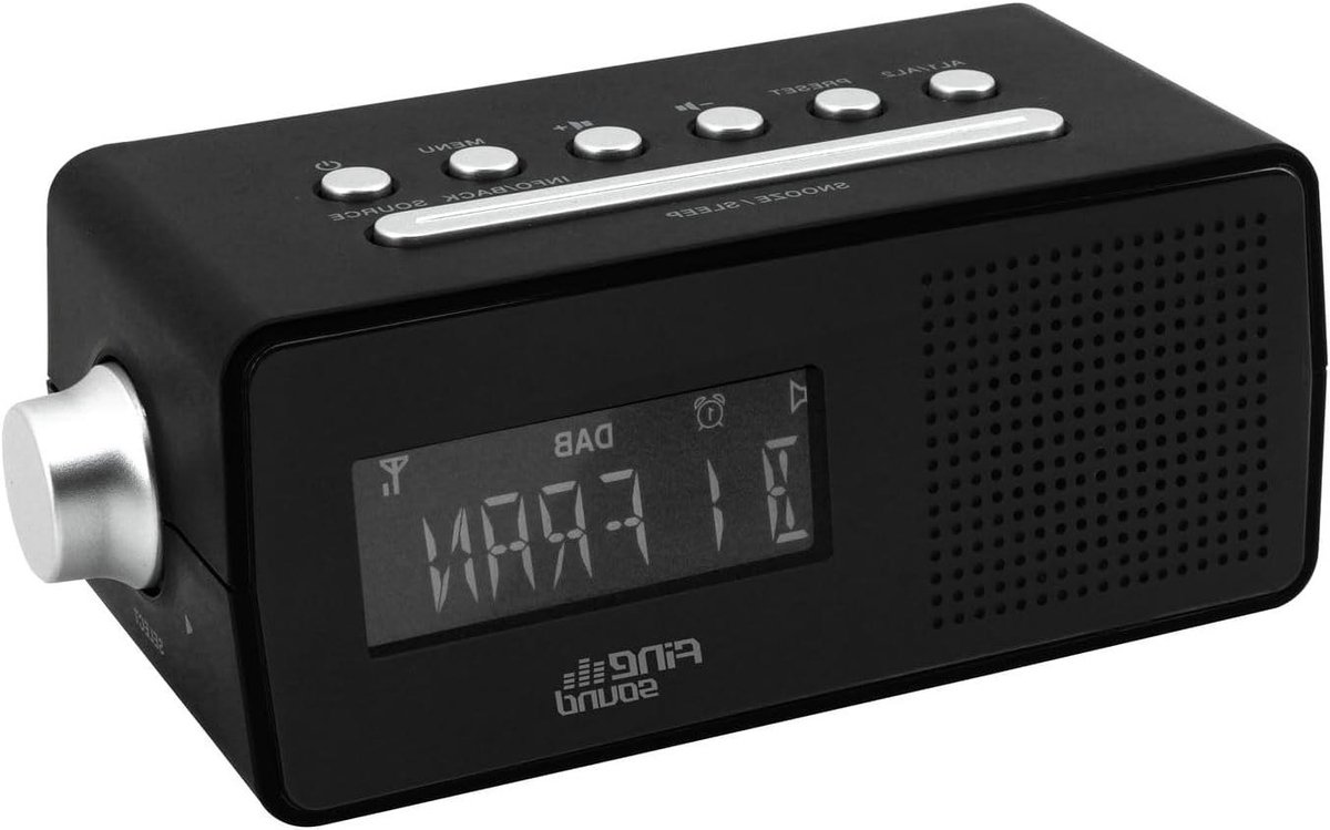 Klokradio met DAB+ - Digitale radio wekker - Wakker worden - Dubbel alarm USB - 215 cm breed - Zwart