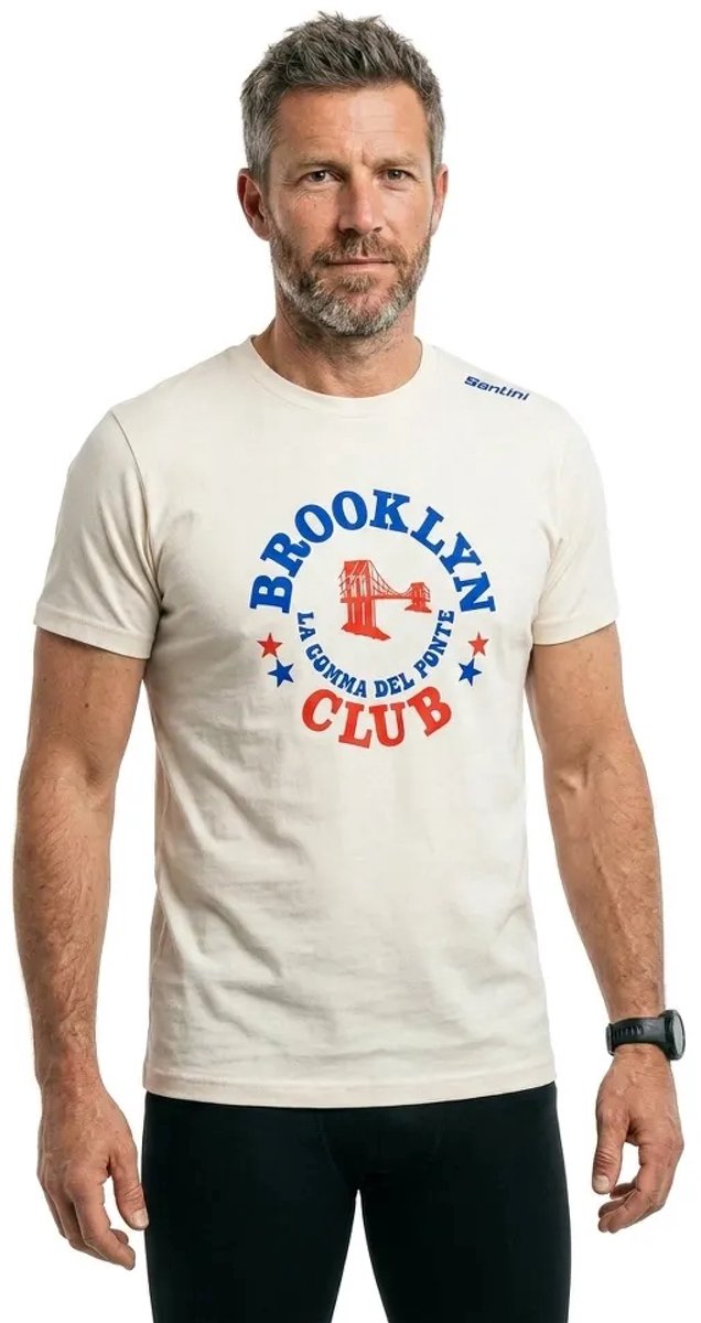 Santini Brooklyn T-shirt Met Korte Mouwen Beige XL