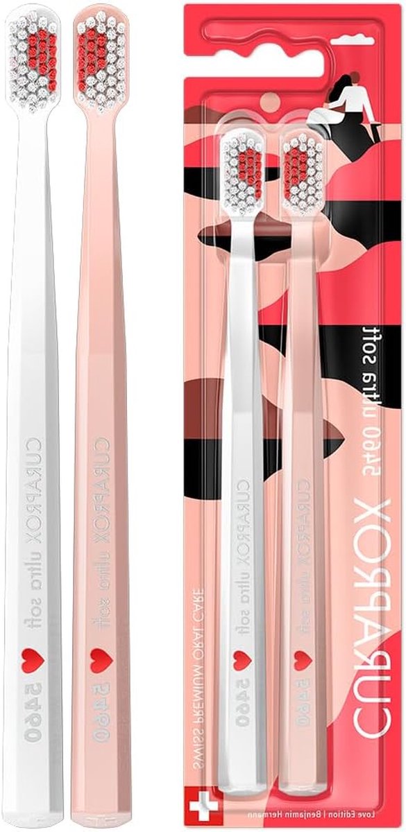 Manuele Tandenborstel - Zachte Borstel - Gevoelige Tanden - 5460 Ultrazachte Filamenten - 2-Pack - Wit Roze
