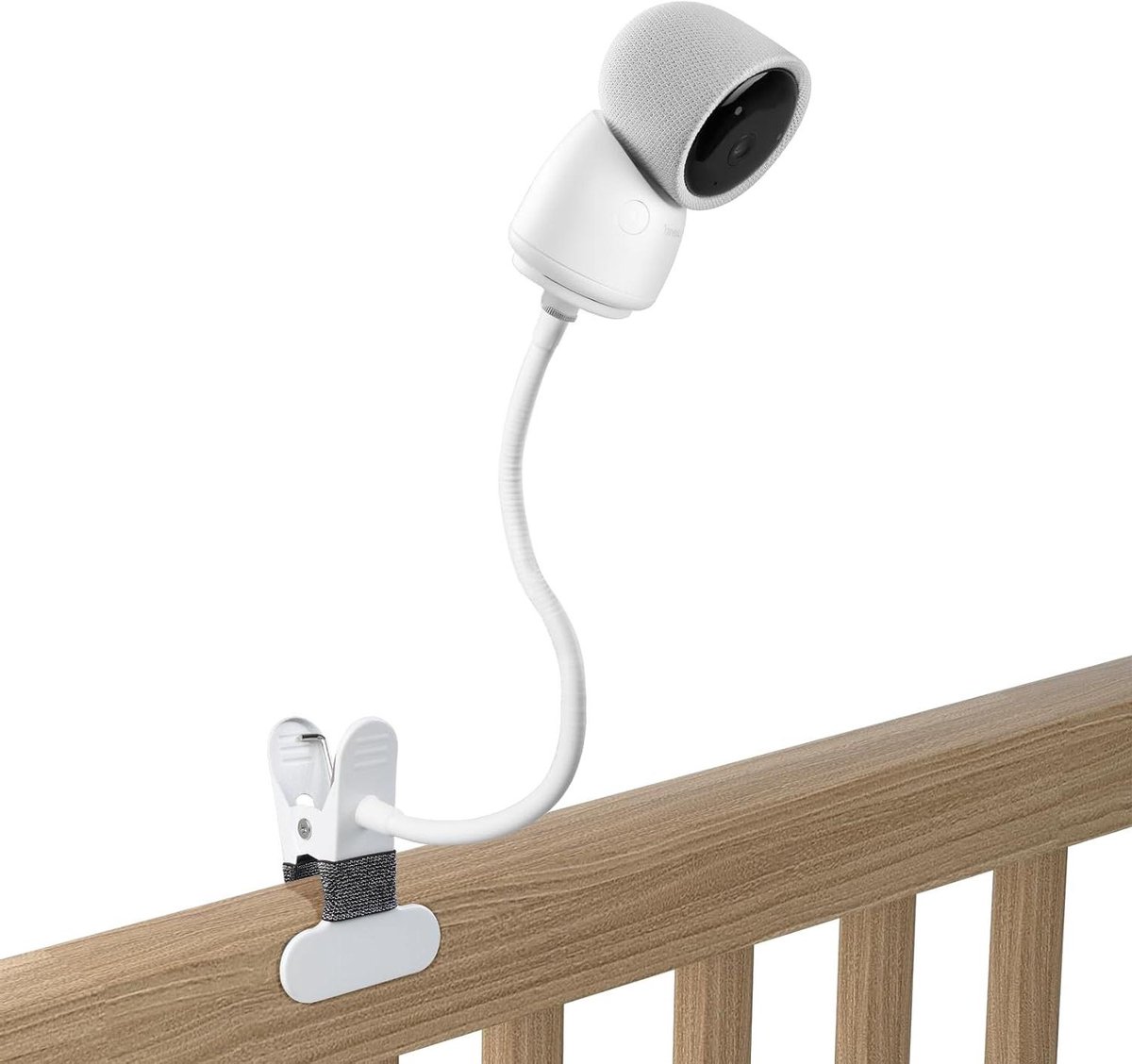 Babyfoonhouder - Monitor clip - Baby in zicht - Flexibele zwanenhals - Tot 1.95 inch - Wit