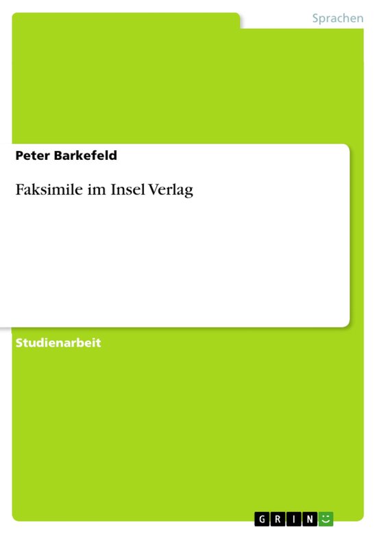 Faksimile im Insel Verlag - cover