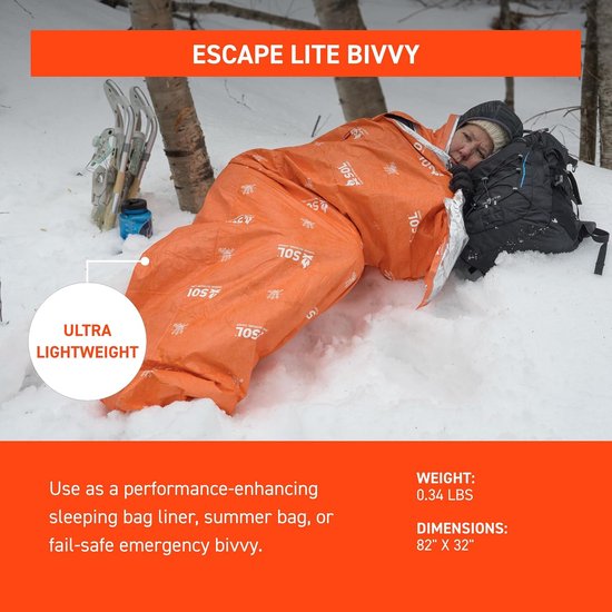 Nooddeken - Bivakzak - Outdoor Overleven - Reflecteert warmte - 1-persoons - Oranje — afbeelding 5