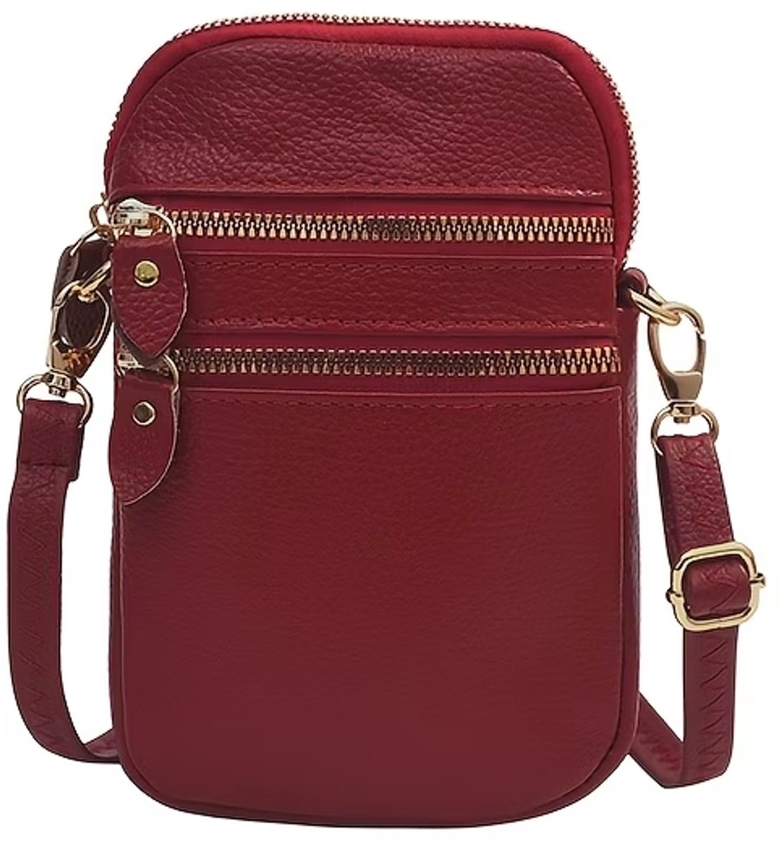 Lederen Telefoontas Rood | Crossbody Schoudertas | Dames - 18 x 12 x 4 cm