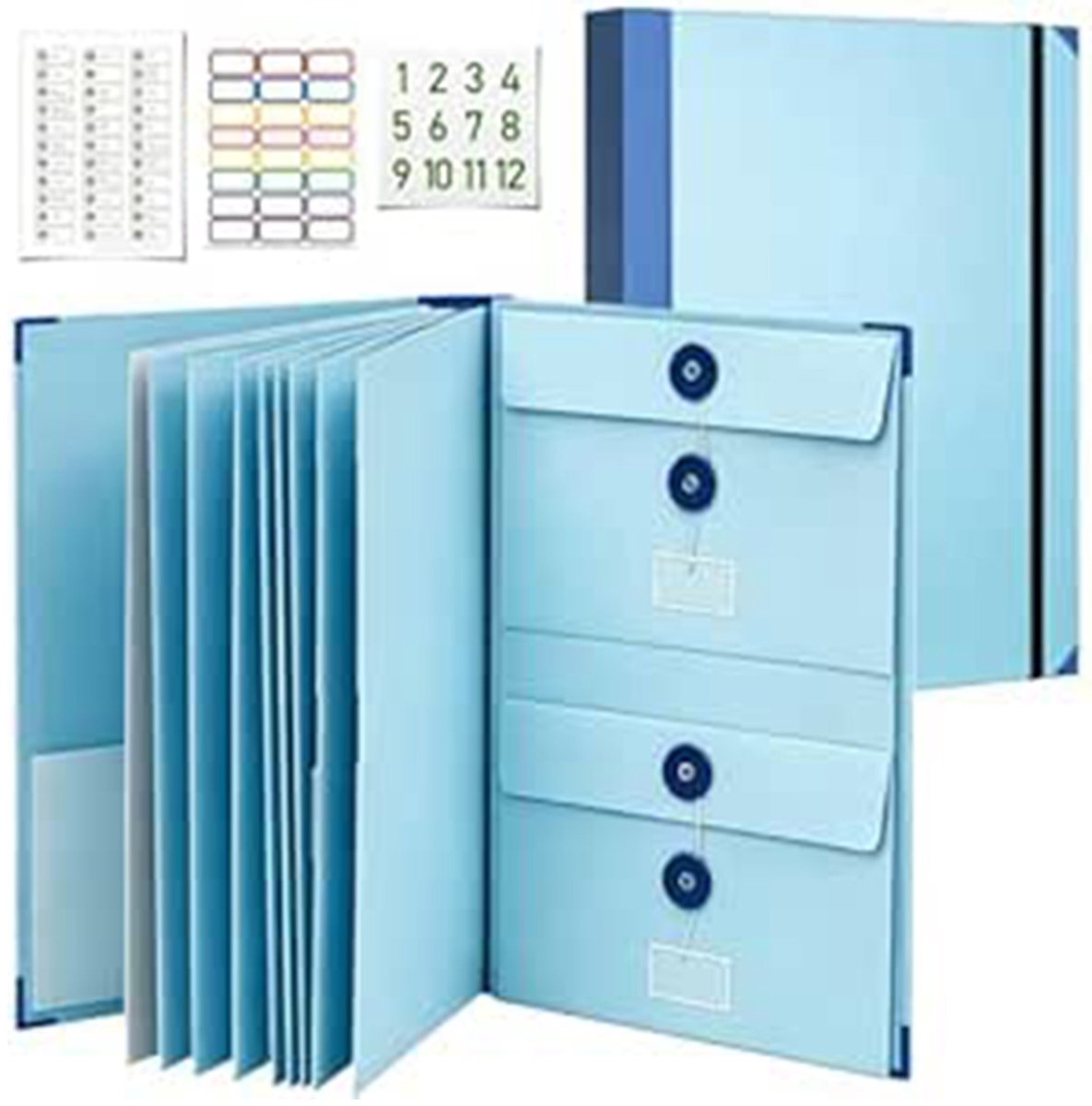 VHV - Documentenmap A4 - Uitbreidbare Organizer 22,6 × 32,6 - Blauw - Voor Belangrijke Papieren Thuis en Kantoor