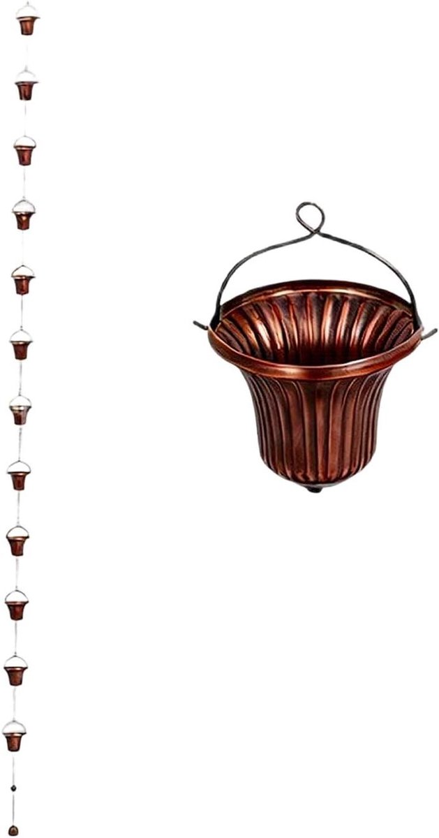 Regenketting - Regenpijp decoratie - Waterafvoer - 12 Opvangschalen - 3.8 meter - Metaal