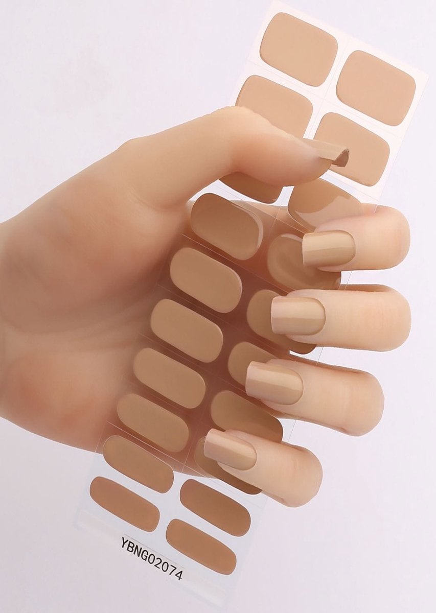 NUDE - Originele UV Gel Nagelstickers PLUS – Complete Kit – Salonkwaliteit Thuis – 20 STUKS - Makkelijk Aan Te Brengen – Prachtige, Perfecte Nagels – Betaalbaar – Blijft Tot 15 Dagen Perfect Zitten