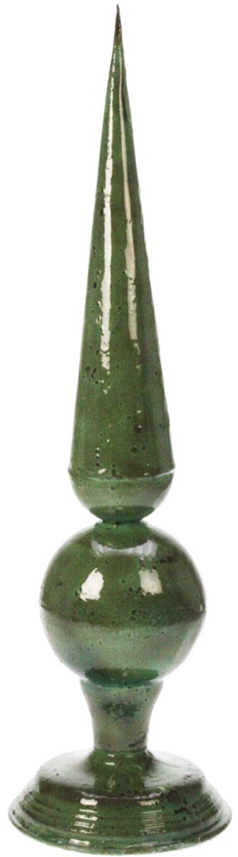 Decoratieve pinakel groen, metaal 13,5x13,5x48cm