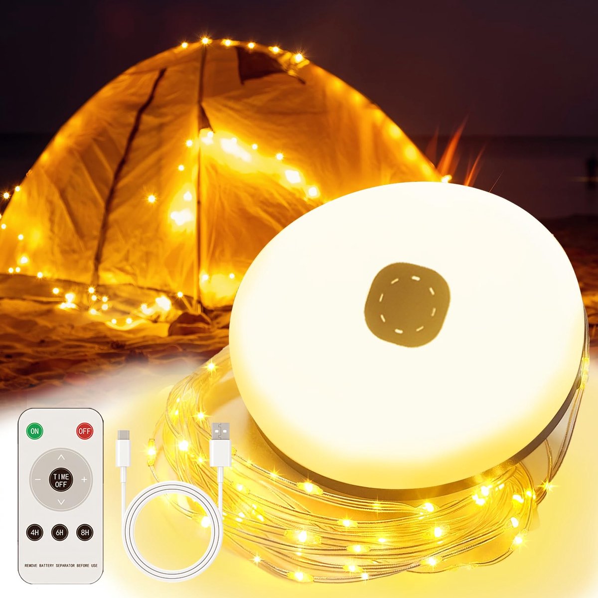 Camping String Lights 10m - Draagbaar - Waterdicht - Ideaal voor sfeervolle verlichting - SnelShoppen