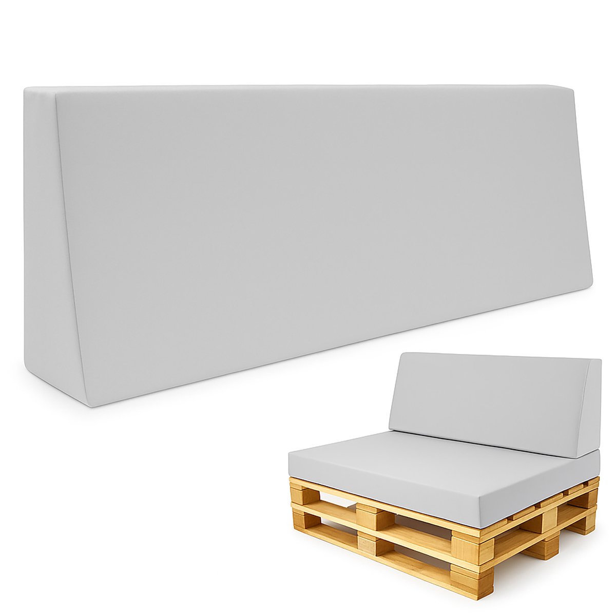 Paletkussens Outdoor Europallet Rugkussen 120x40 cm - Schuimrubber zitkussen voor pallets en palletbank Lichtgrijs