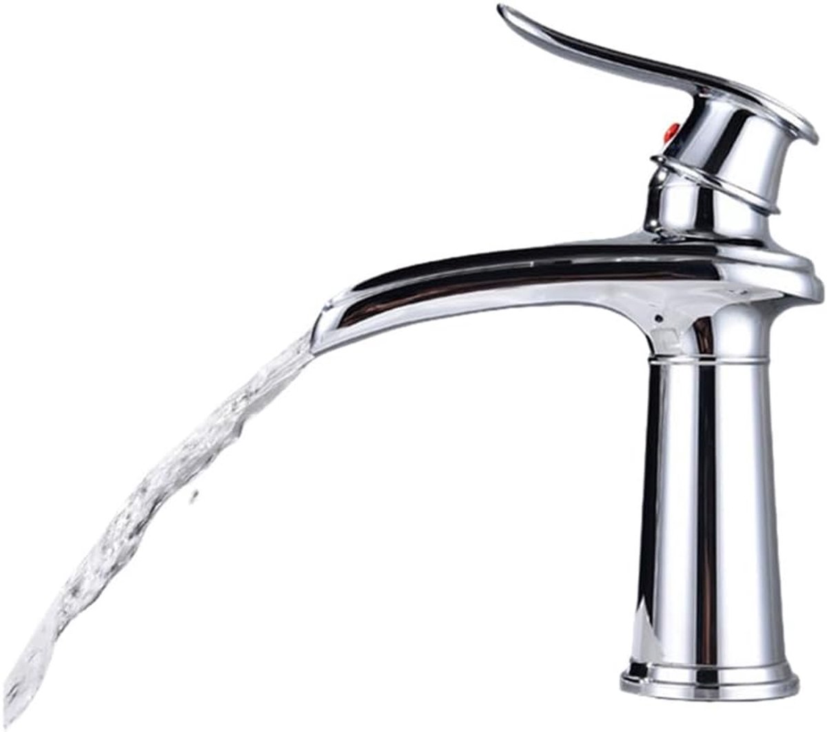 KZQ Waterkraan Badkamer Wastafelkraan Modern Badkamerkraan Wastafelmengkraan Waterval Badkamer Kraan Eengreepsmengkraan Warm En Koud Verstelbare Wastafelarmatuur - Laag Model - Chroom