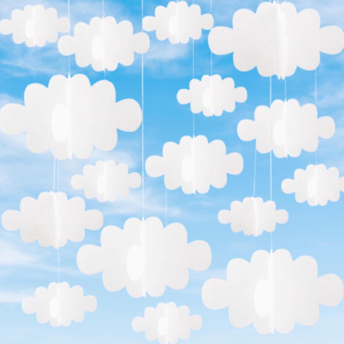 Nepwolken plafonddecoratie 16 stuks - 3D kunstmatige vilten wolken - sfeervolle hangdecoraties - SnelShoppen
