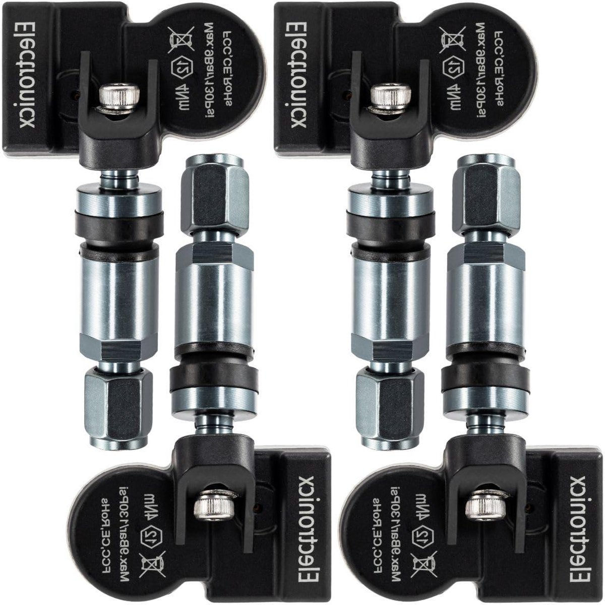 Bandenspanningssensoren - TPMS sensoren - Veilig Rijden - Voorgeprogrammeerd - Set van 4 - Gunmetal
