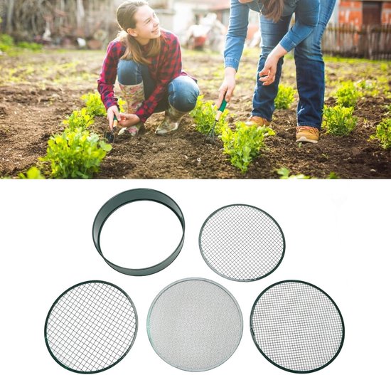 Tuinzeef Bodemzeef - Grondzeef Compostzeef - Planten Potgrond Zeven - Verwisselbare Maaswijdten - 30.5 cm Diameter - Donkergroen — afbeelding 3