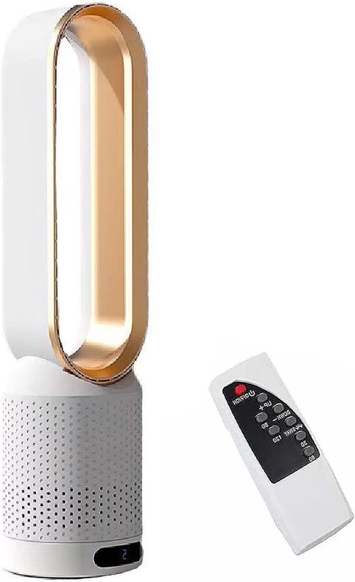 Luchtreiniger Ventilator - Torenventilator - Frisse Lucht - 2-in-1 Functie - 56 cm Hoog - Wit Goud