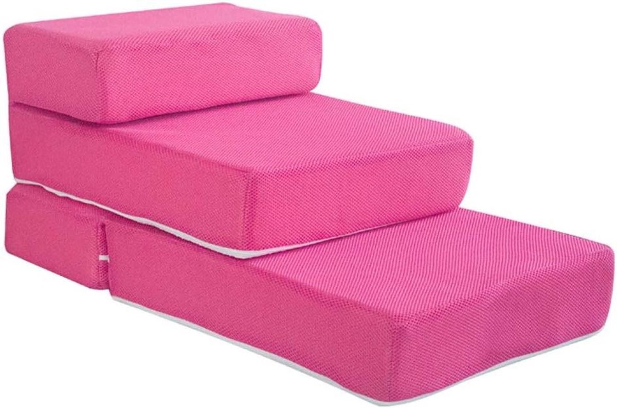 Huisdier Trappen - Hondenladder Opvouwbaar - Comfortabele Toegang - Lichtgewicht & Stabiel - 4 kg Max Gewicht - Rozerood-Blauw