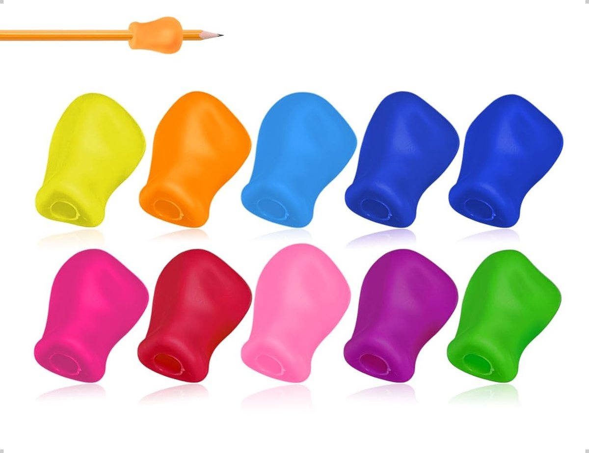 Ergonomische Siliconen Penhouders voor Kinderen, Zacht en Comfortabel, Verbeter Schrijfhouding, Geschikt voor Links- en Rechtshandigen, 9 Kleuren Beschikbaar