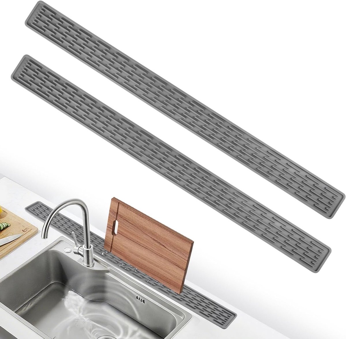 Verlengd Siliconen Afdruipmat voor Keuken, Antislip en Vaatwasmachinebestendig | 70 × 5.5 cm, Ideaal voor Bestek, Servies en Snijplanken, Duurzaam en Praktisch