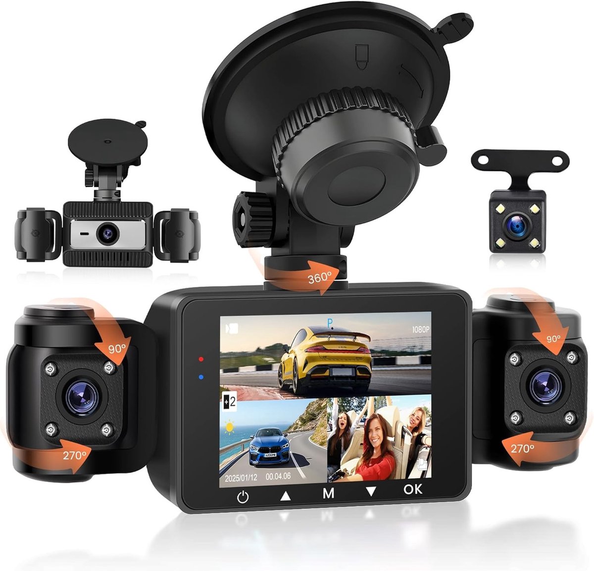 360° Dashcam - 4-camera systeem - Full HD opname - Nachtzicht - Voor Auto's