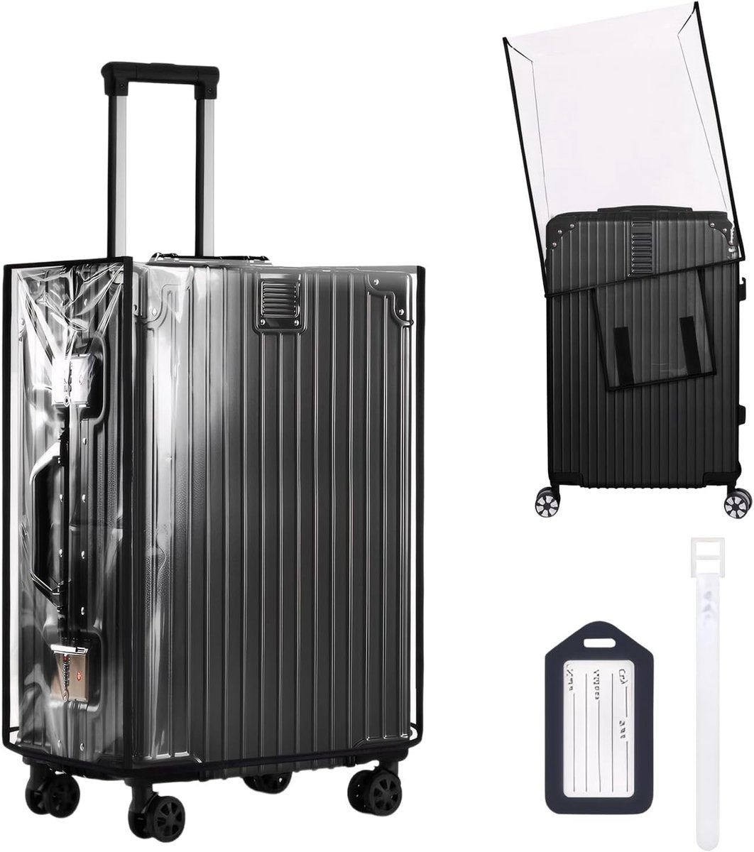 Waterdichte en Stofdichte Kofferbescherming van PVC met Krassenbescherming en Bagagelabel voor Reizen, Geschikt voor 26 Inch Koffers
