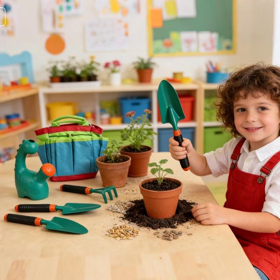 Tuingereedschap Set - Kinder Tuin - Natuur Ontdekken - Ergonomische Handgrepen - 23 x 15 x 13 cm - Groen van Tuingereedschap. — afbeelding 4