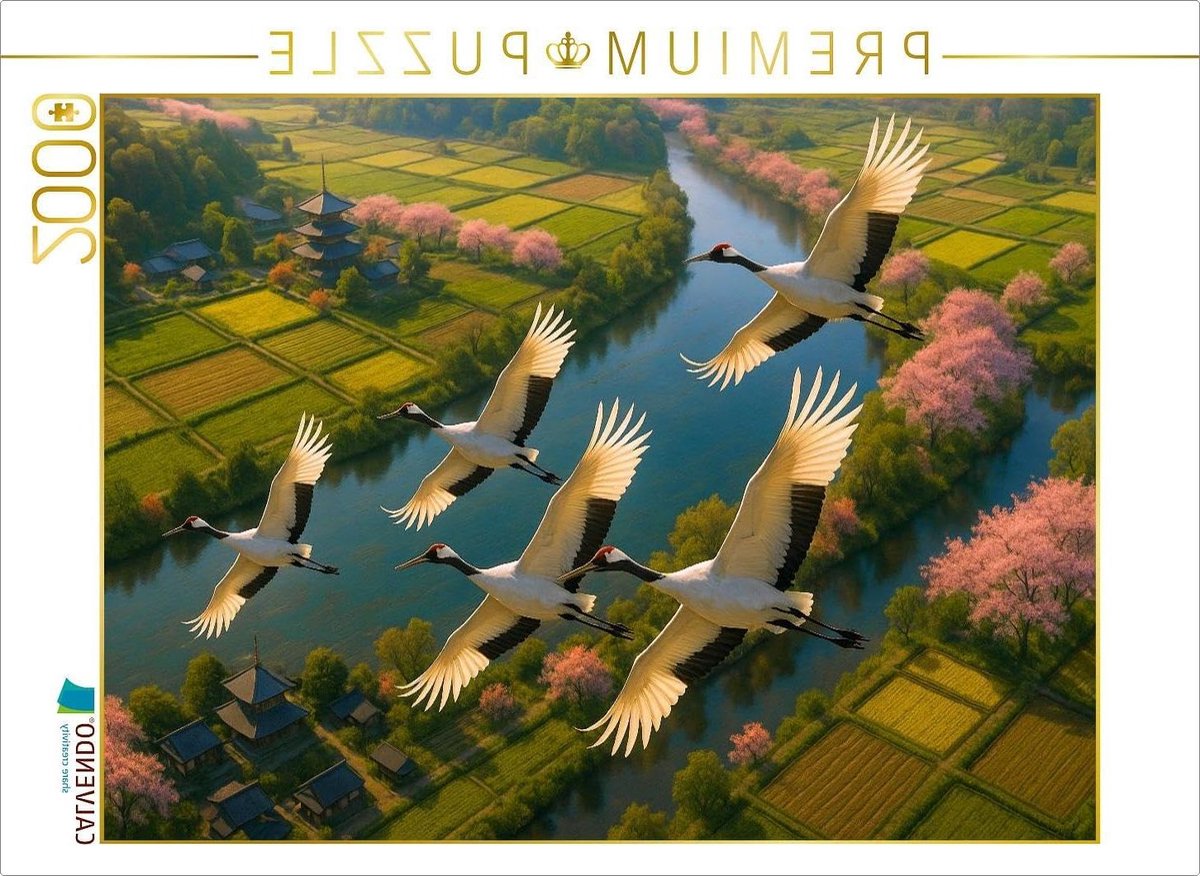 Puzzel Kraanvogels - Fotopuzzel 2000 - Ontspannend Tijdverdrijf - Premium Kwaliteit - 90 x 67 cm - Multicolor